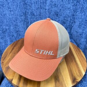 Stihl Trucker Hat OSFA Orange Tan Cotton Mesh Adjustable Snapback Logo